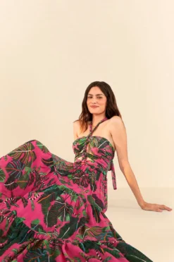 Pink Leaves Cut Out Maxi Dress 10 Pink Leaves Cut Out Maxi Dress -Farm Rio Shop 305799 04 1