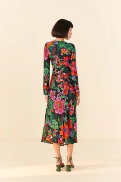 Farm Rio Black Blooming Garden Lenzing™ Ecovero™ Viscose Midi Dress 9 Farm Rio Black Blooming Garden Lenzing™ Ecovero™ Viscose Midi Dress -Farm Rio Shop 306067 04 1