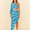 Farm Rio Green Copacabana Asymmetrical Midi Dress