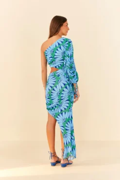 Farm Rio Green Copacabana Asymmetrical Midi Dress -Farm Rio Shop 306071 03