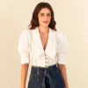 Farm Rio Off-White Cropped Blouse