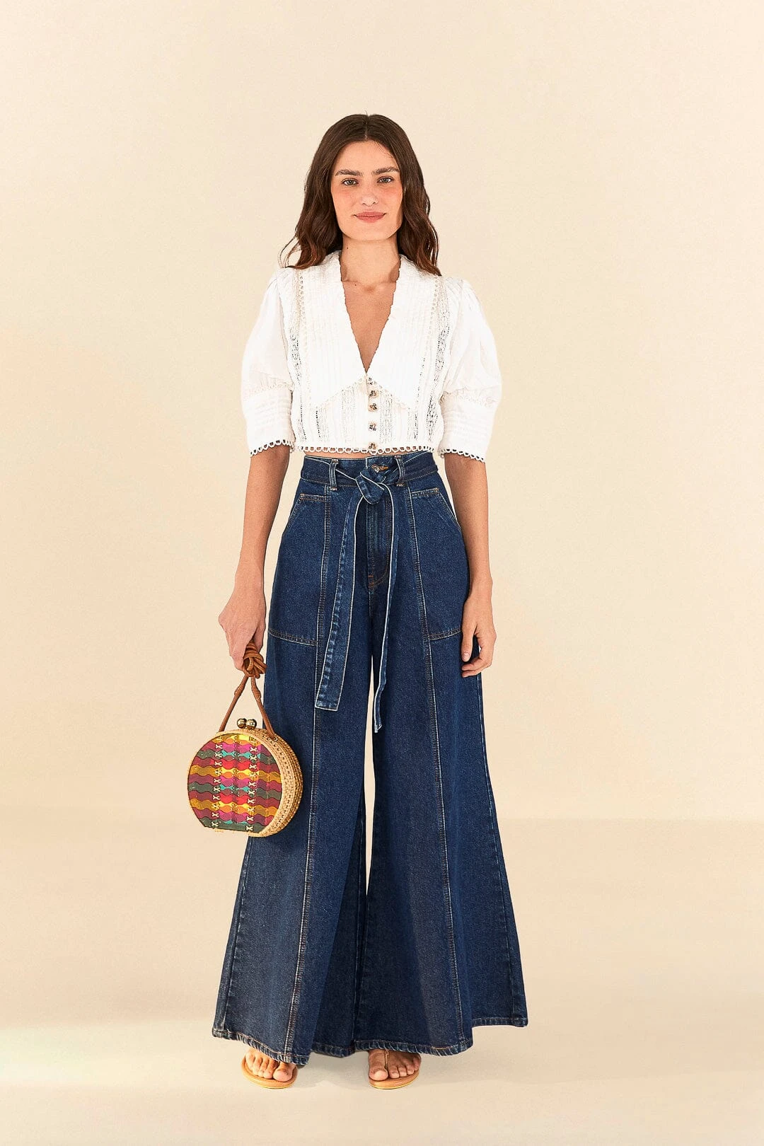 Farm Rio Off-White Cropped Blouse 2 Farm Rio Off-White Cropped Blouse - Image 2