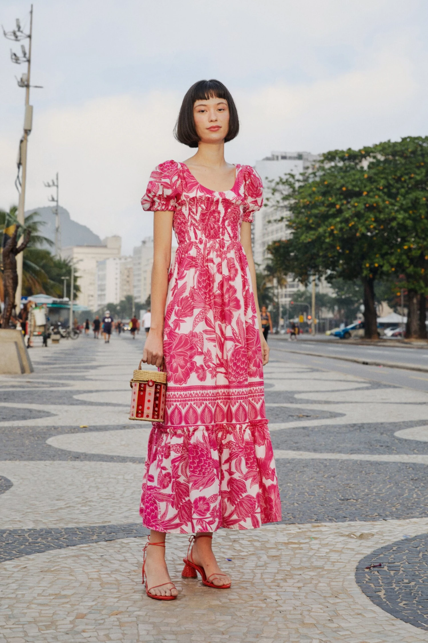 Farm Rio Pink Tropical Woodcut Maxi Dress 1 Farm Rio Pink Tropical Woodcut Maxi Dress