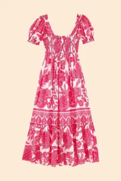 Farm Rio Pink Tropical Woodcut Maxi Dress 11 Farm Rio Pink Tropical Woodcut Maxi Dress -Farm Rio Shop 306082 06