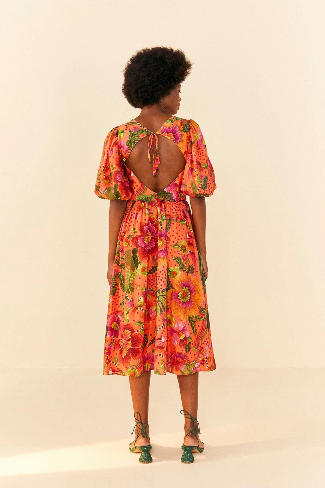 Farm Rio Orange Blooming Garden Midi Dress 4 Farm Rio Orange Blooming Garden Midi Dress - Image 4