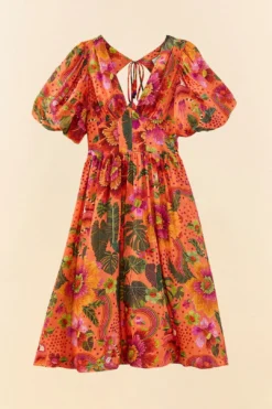 Farm Rio Orange Blooming Garden Midi Dress 11 Farm Rio Orange Blooming Garden Midi Dress -Farm Rio Shop 306092 06