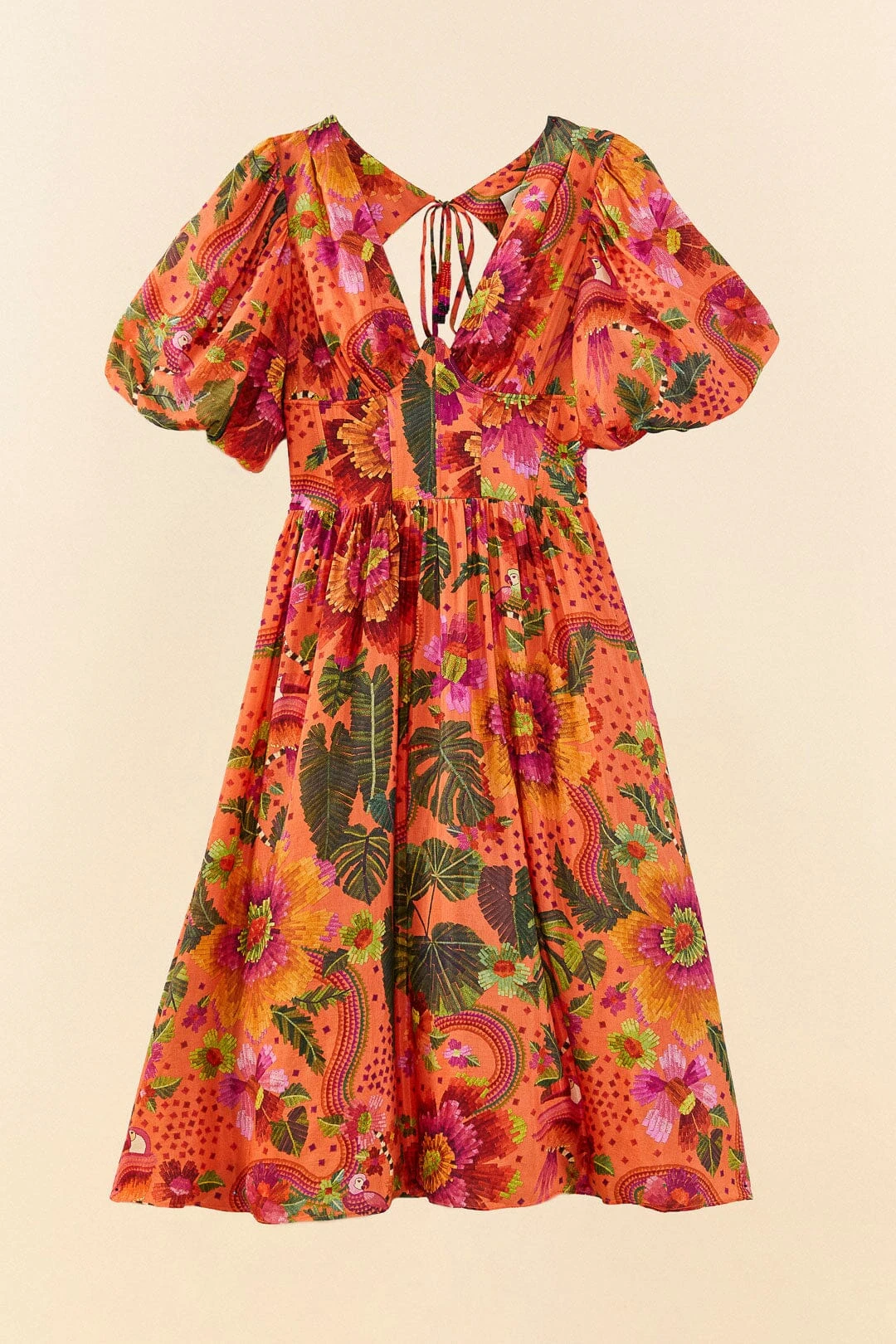 Farm Rio Orange Blooming Garden Midi Dress 6 Farm Rio Orange Blooming Garden Midi Dress - Image 6