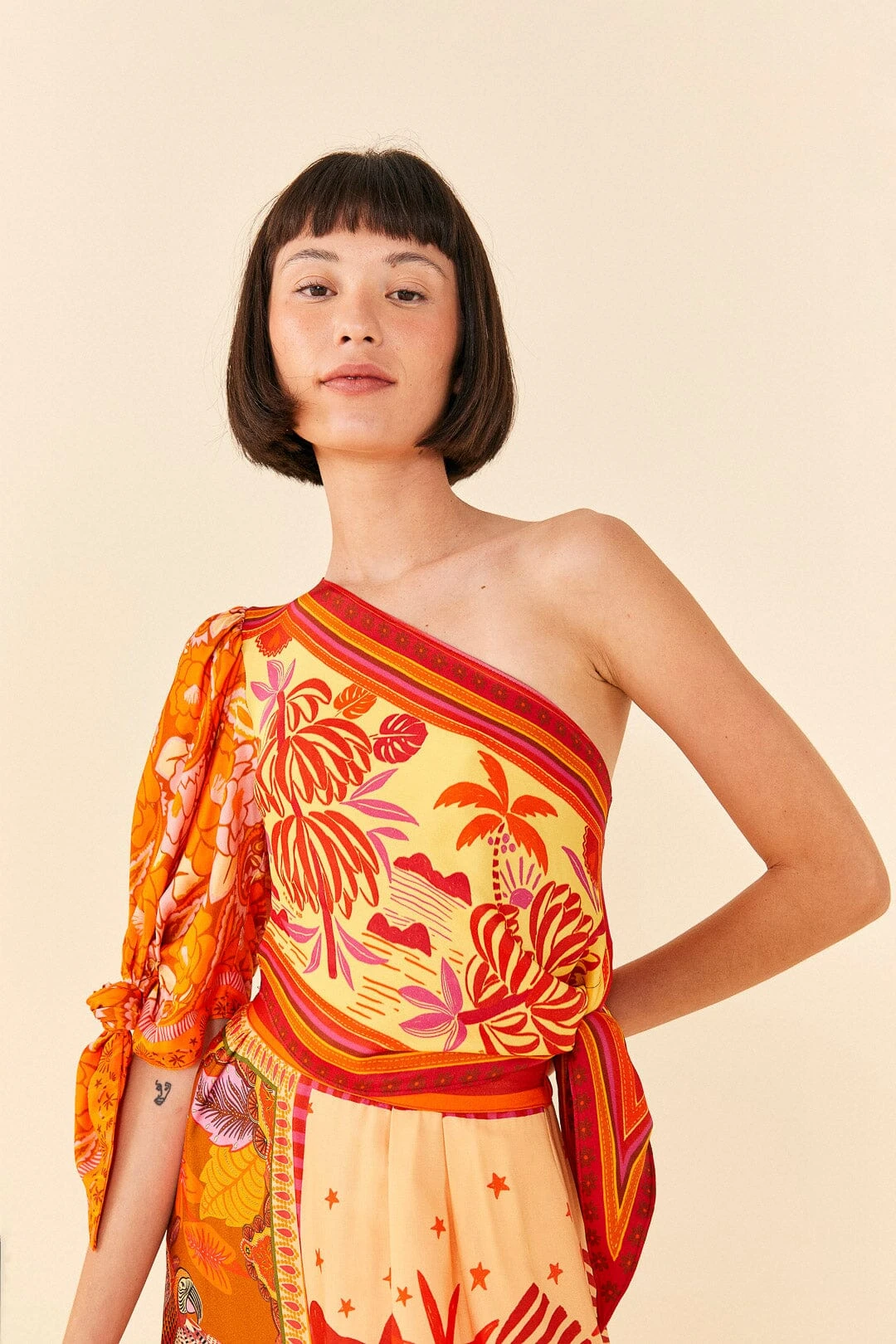 Farm Rio Forest Mixed Scarves Lenzing™ Ecovero™ Viscose Crop Top 2 Farm Rio Forest Mixed Scarves Lenzing™ Ecovero™ Viscose Crop Top - Image 2