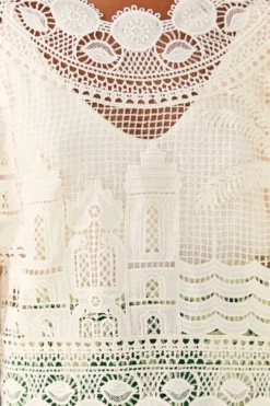 Farm Rio Off-White Morada Boa Guipire Blouse -Farm Rio Shop 306104 04