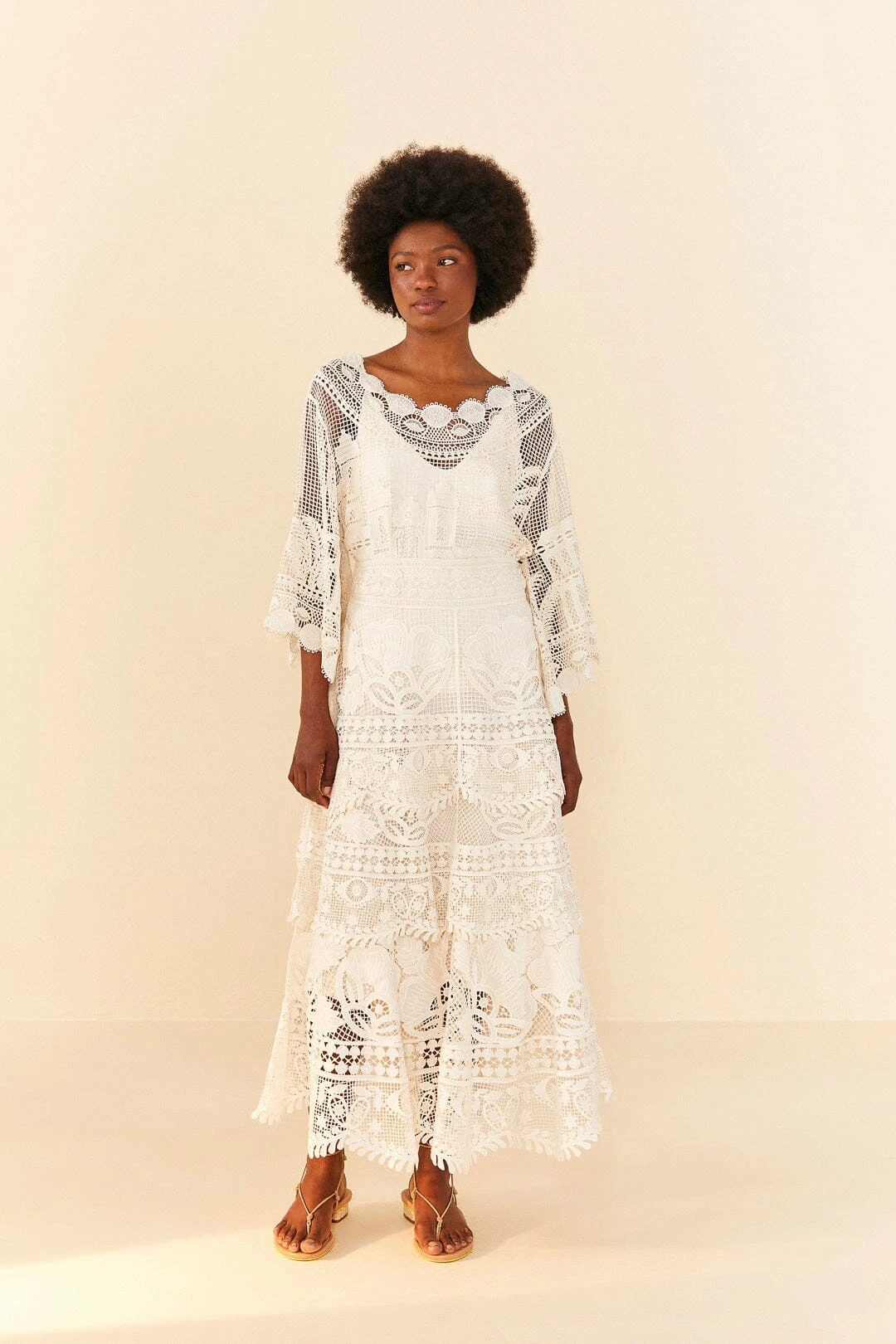 Farm Rio Off White Alucina Luz Guipire Midi Skirt 2 Farm Rio Off White Alucina Luz Guipire Midi Skirt - Image 2