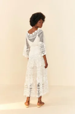 Farm Rio Off White Alucina Luz Guipire Midi Skirt 6 Farm Rio Off White Alucina Luz Guipire Midi Skirt -Farm Rio Shop 306107 03