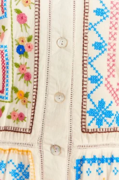 Farm Rio Grandma Gift Embroidered Midi Dress -Farm Rio Shop 306112 05