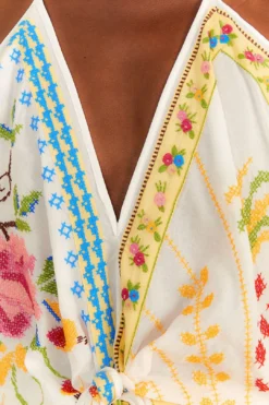 Farm Rio Grandma Gift Embroidered Halter Blouse -Farm Rio Shop 306113 05