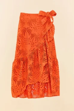 Farm Rio Orange Palm Tree Richelieu Midi Skirt 9 Farm Rio Orange Palm Tree Richelieu Midi Skirt -Farm Rio Shop 306124 06