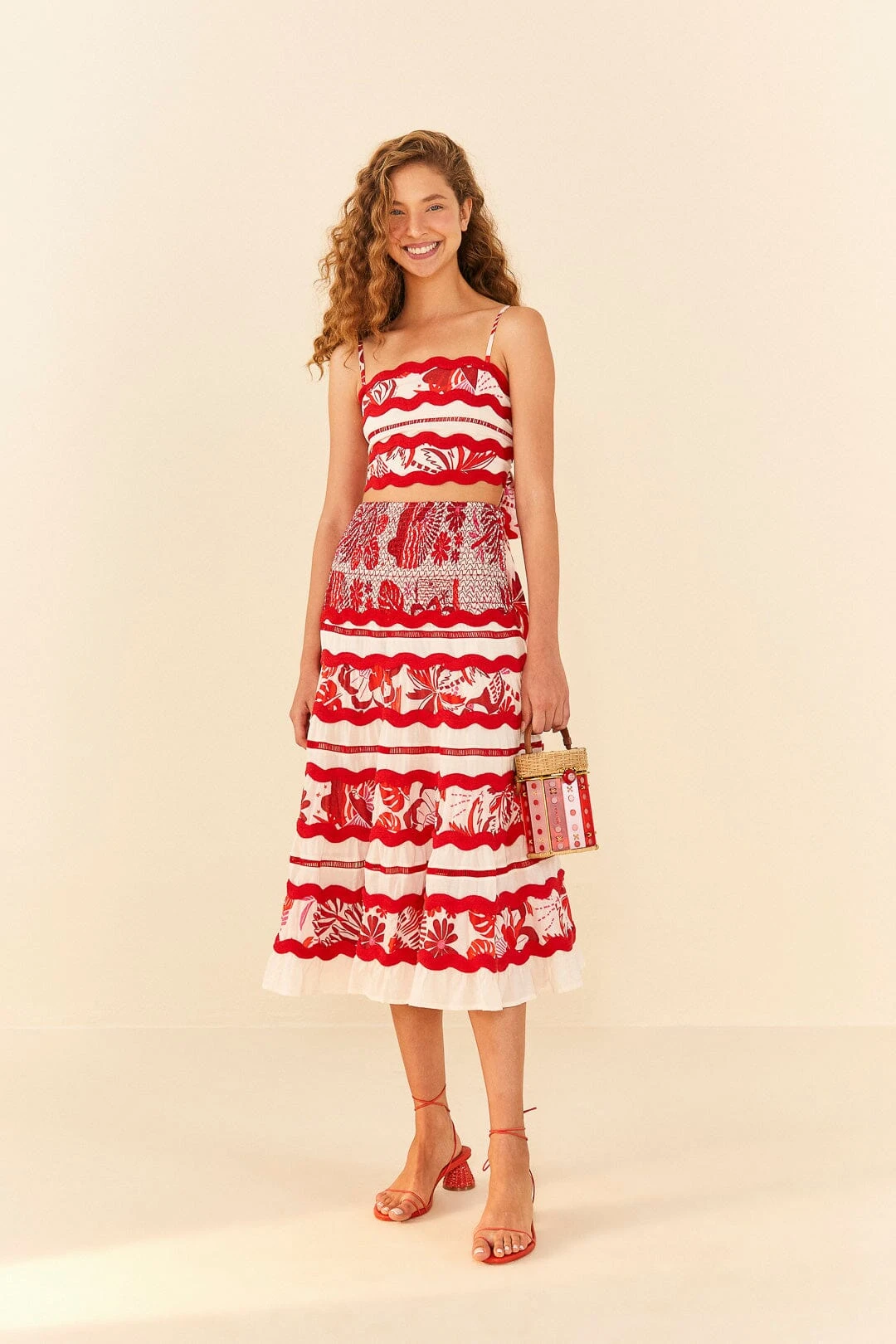 Farm Rio Off-White Rio Tiles Crop Top 2 Farm Rio Off-White Rio Tiles Crop Top - Image 2