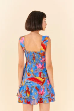 Farm Rio Blue Macaw Party Mini Dress -Farm Rio Shop 306136 03