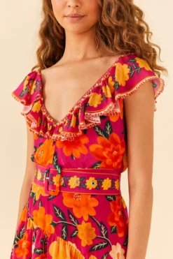 Farm Rio Pink Flowers Tapestry Mini Dress 8 Farm Rio Pink Flowers Tapestry Mini Dress -Farm Rio Shop 306144 03