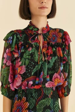 Farm Rio Black Blooming Garden Mini Dress -Farm Rio Shop 306153 03