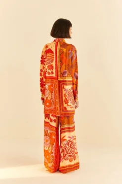 Farm Rio Forest Mixed Scarves Lenzing™ Ecovero™ Viscose Shirtdress -Farm Rio Shop 306157 04