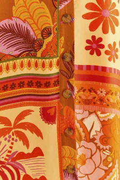 Farm Rio Forest Mixed Scarves Lenzing™ Ecovero™ Viscose Shirtdress -Farm Rio Shop 306157 05