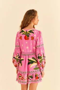 Farm Rio Pink Leopard Forest Mini Dress -Farm Rio Shop 306160 04