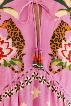 Farm Rio Pink Leopard Forest Mini Dress -Farm Rio Shop 306160 06
