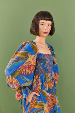 Farm Rio Blue Macaw Flight Mini Dress 8 Farm Rio Blue Macaw Flight Mini Dress -Farm Rio Shop 306161 03