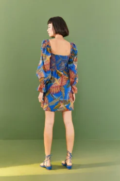 Farm Rio Blue Macaw Flight Mini Dress 9 Farm Rio Blue Macaw Flight Mini Dress -Farm Rio Shop 306161 04