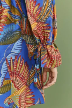 Farm Rio Blue Macaw Flight Mini Dress 10 Farm Rio Blue Macaw Flight Mini Dress -Farm Rio Shop 306161 05