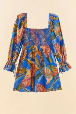 Farm Rio Blue Macaw Flight Mini Dress 11 Farm Rio Blue Macaw Flight Mini Dress -Farm Rio Shop 306161 06