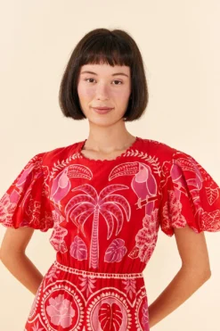 Farm Rio Red Summer Sunrise Midi Dress -Farm Rio Shop 306178 02