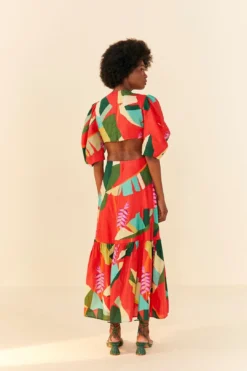 Farm Rio Red Heliconia Midi Dress -Farm Rio Shop 306185 03