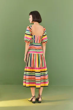 Farm Rio Rainbow Stripes Midi Dress -Farm Rio Shop 306188 04