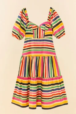 Farm Rio Rainbow Stripes Midi Dress -Farm Rio Shop 306188 06
