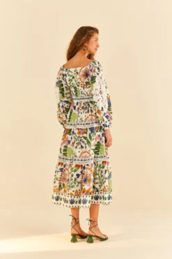 Farm Rio White Summer Garden Midi Dress 8 Farm Rio White Summer Garden Midi Dress -Farm Rio Shop 306202 04