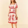 Farm Rio Off-White Rio Tiles Midi Dress