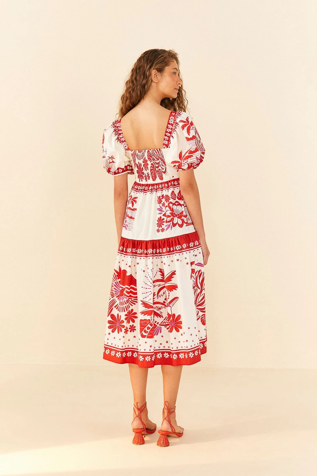 Farm Rio Off-White Rio Tiles Midi Dress 3 Farm Rio Off-White Rio Tiles Midi Dress - Image 3
