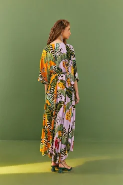 Mixed Striped Bananas Maxi Wrap Dress 9 Mixed Striped Bananas Maxi Wrap Dress -Farm Rio Shop 306207 04