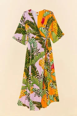 Mixed Striped Bananas Maxi Wrap Dress 11 Mixed Striped Bananas Maxi Wrap Dress -Farm Rio Shop 306207 06