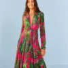 Farm Rio Pink Leaves Maxi Dress