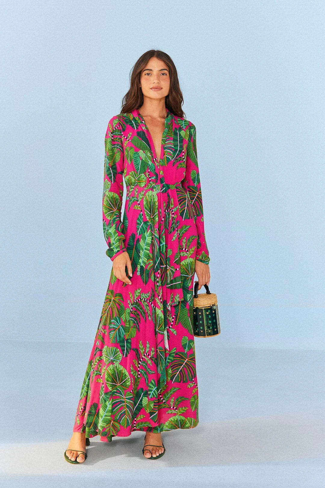 Farm Rio Pink Leaves Maxi Dress 2 Farm Rio Pink Leaves Maxi Dress - Image 2