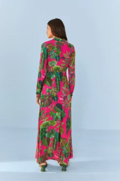 Farm Rio Pink Leaves Maxi Dress 9 Farm Rio Pink Leaves Maxi Dress -Farm Rio Shop 306210 04