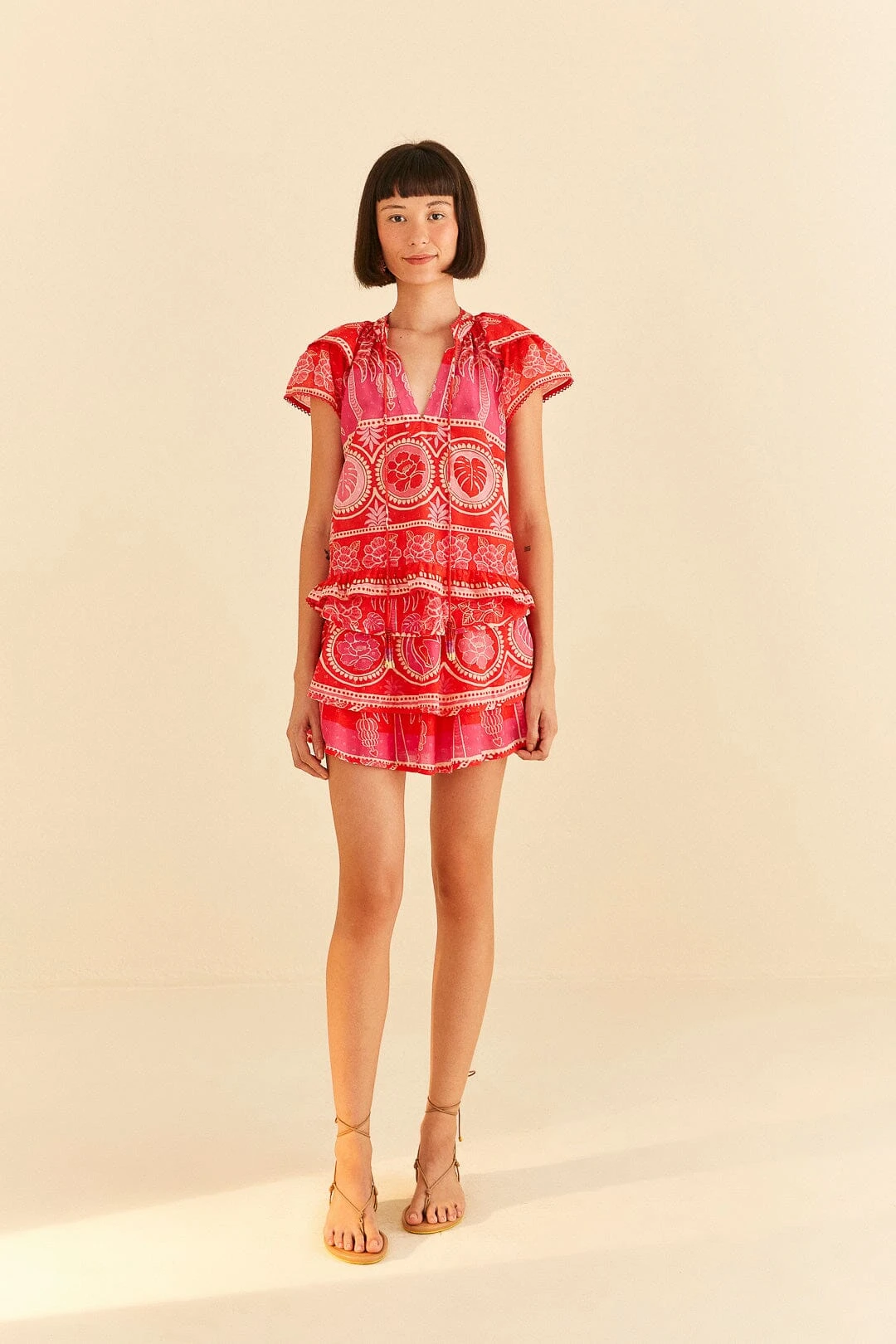 Farm Rio Red Summer Sunrise Blouse 3 Farm Rio Red Summer Sunrise Blouse - Image 3