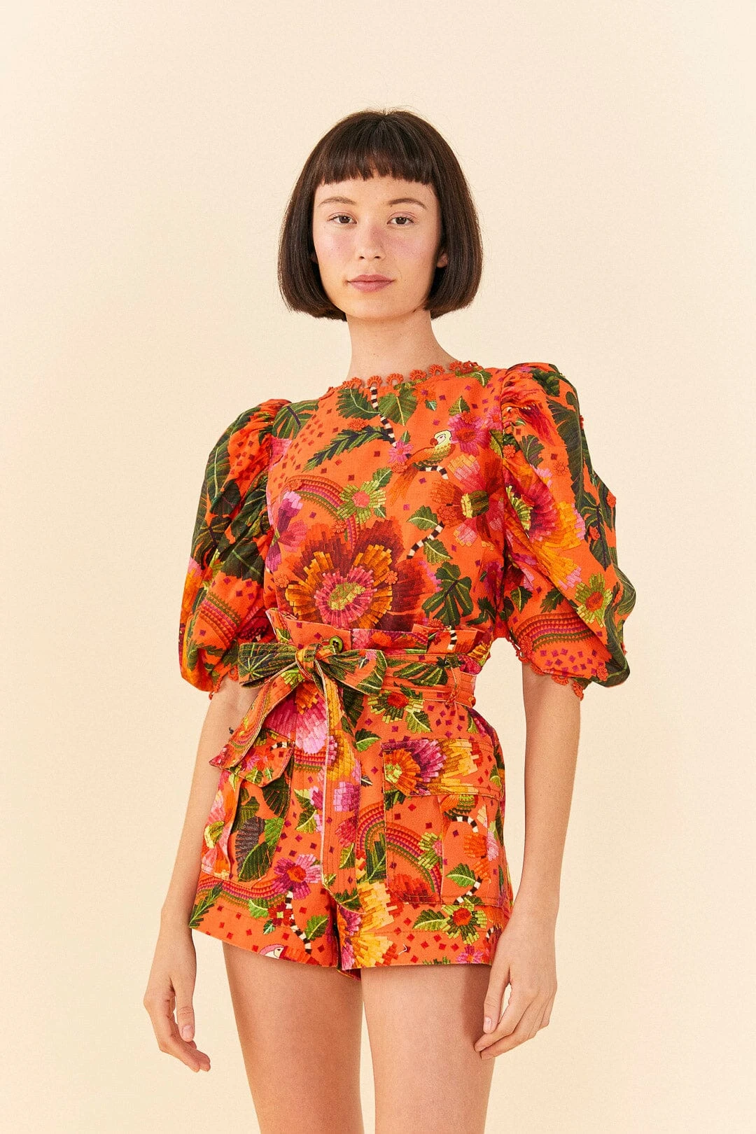Farm Rio Orange Blooming Garden Blouse 2 Farm Rio Orange Blooming Garden Blouse - Image 2