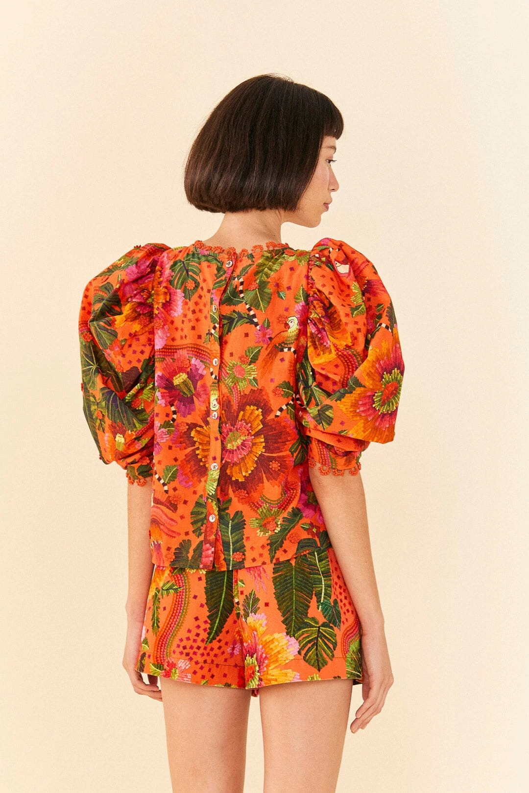 Farm Rio Orange Blooming Garden Blouse 4 Farm Rio Orange Blooming Garden Blouse - Image 4