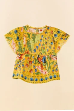Farm Rio Yellow Summer Garden Blouse 11 Farm Rio Yellow Summer Garden Blouse -Farm Rio Shop 306228 06