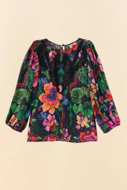 Farm Rio Black Blooming Garden Blouse 11 Farm Rio Black Blooming Garden Blouse -Farm Rio Shop 306231 06