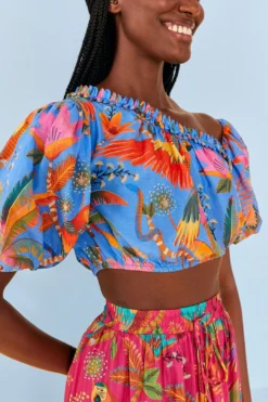 Farm Rio Blue Macaw Party Blouse 8 Farm Rio Blue Macaw Party Blouse -Farm Rio Shop 306238 03