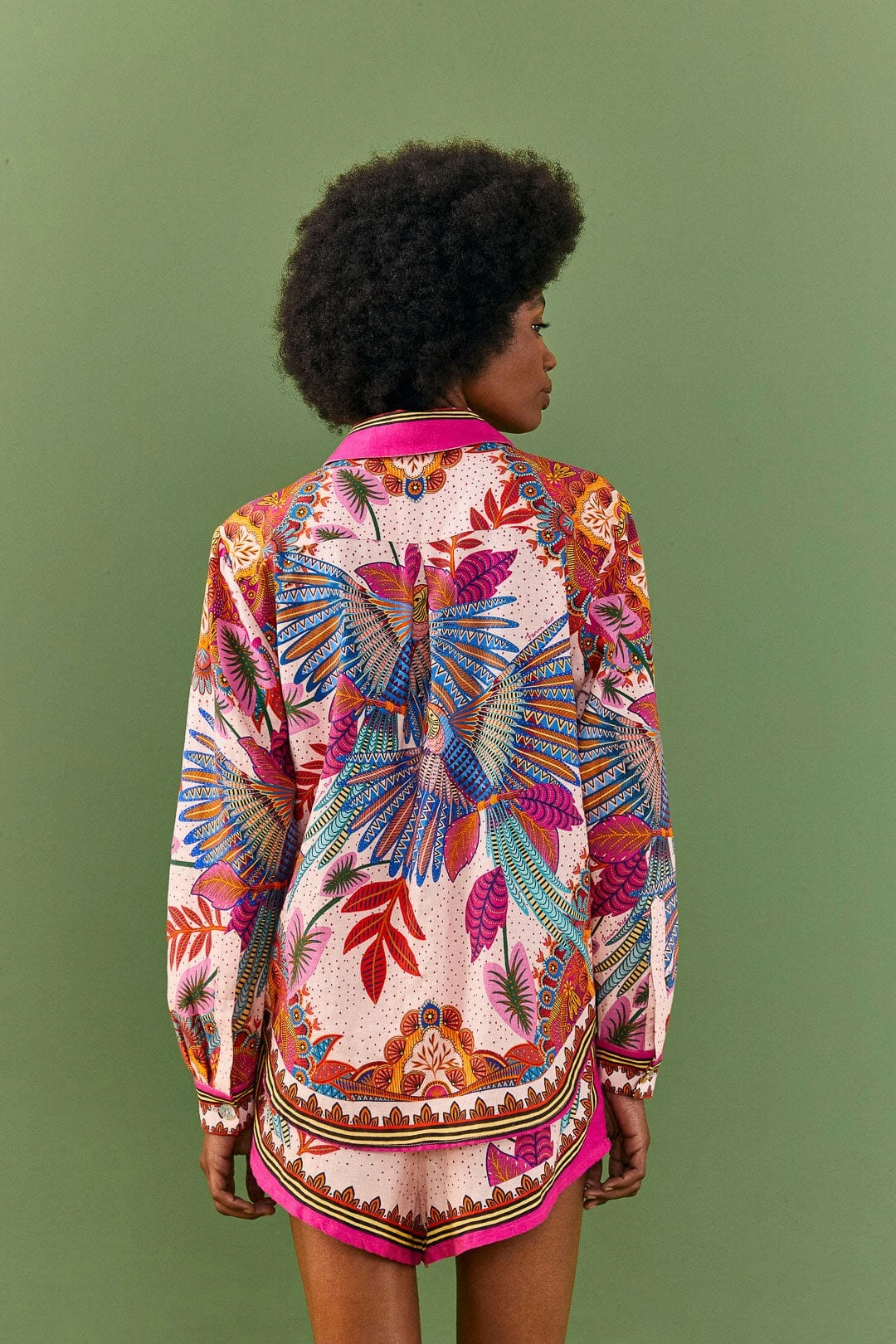 Farm Rio Pink Macaw Scarf Shirt 2 Farm Rio Pink Macaw Scarf Shirt - Image 2