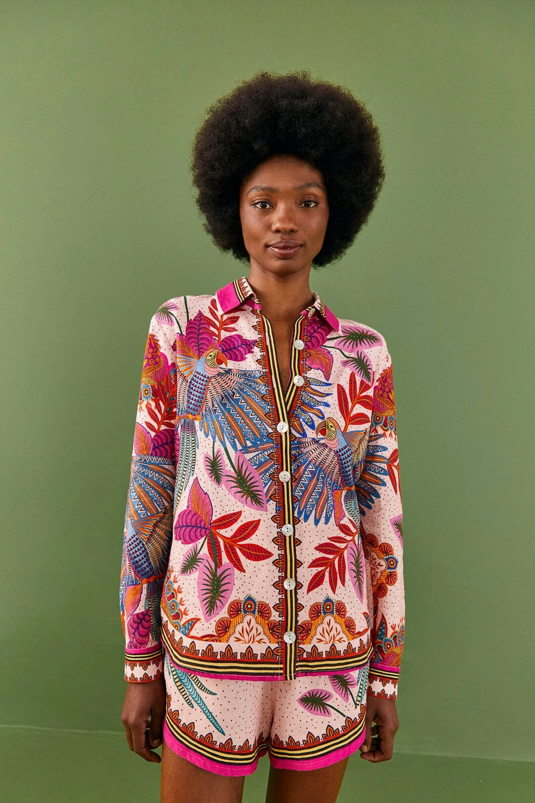 Farm Rio Pink Macaw Scarf Shirt 3 Farm Rio Pink Macaw Scarf Shirt - Image 3